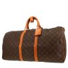 Bolsa de viaje Louis Vuitton  Keepall 55 en lona Monogram marrón y cuero natural - 00pp thumbnail