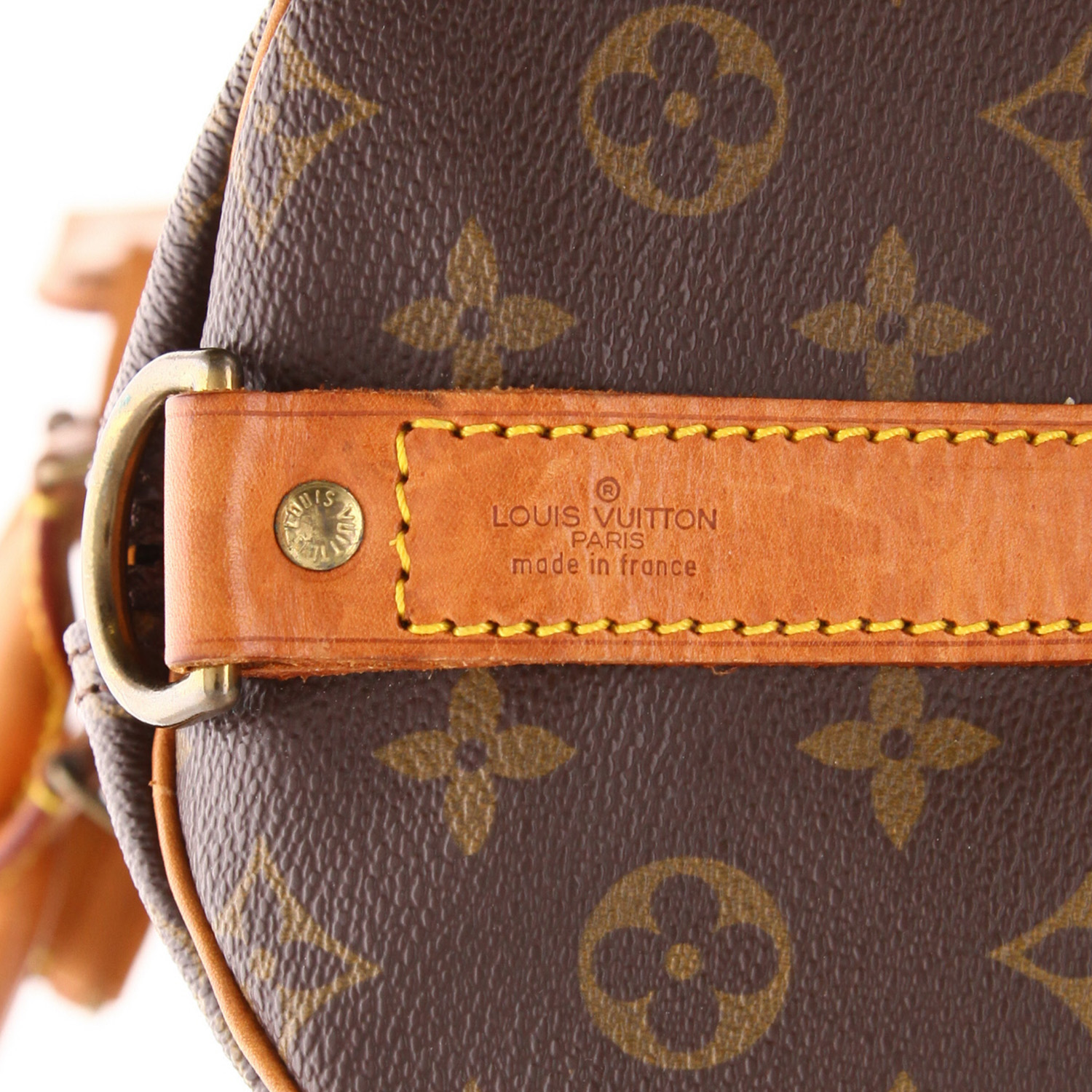 Sac de voyage Louis Vuitton  Keepall 55 en toile monogram marron et cuir naturel - Detail D2