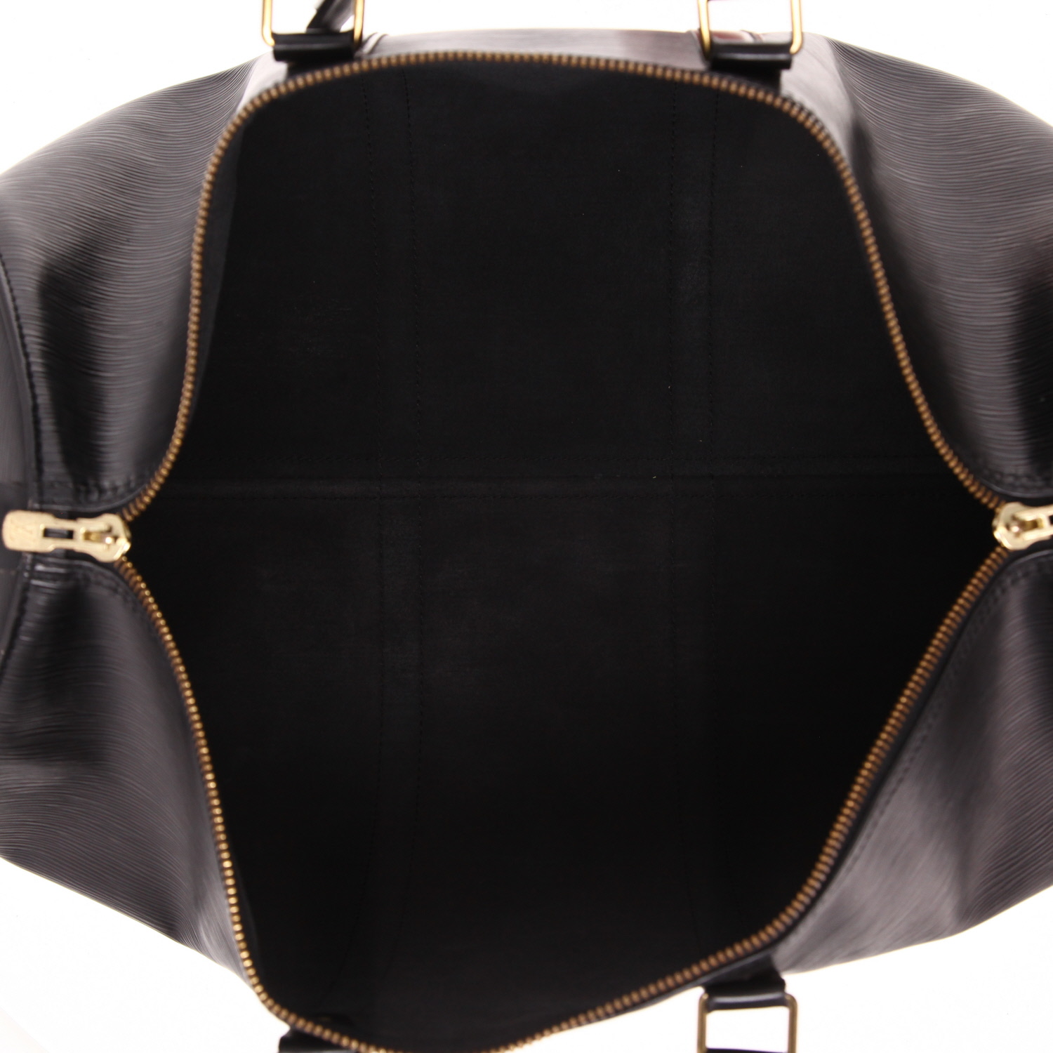 Louis Vuitton  Keepall 55 travel bag  in black epi leather  and natural leather - Detail D3