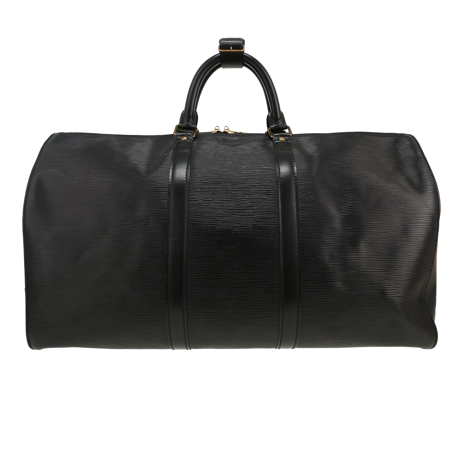 Louis Vuitton  Keepall 55 travel bag  in black epi leather  and natural leather - Detail D4