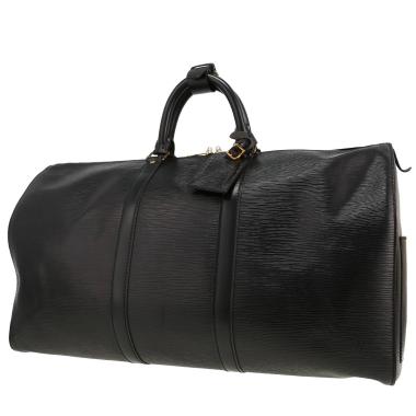 Louis Vuitton  Keepall 55 travel bag  in black epi leather  and natural leather