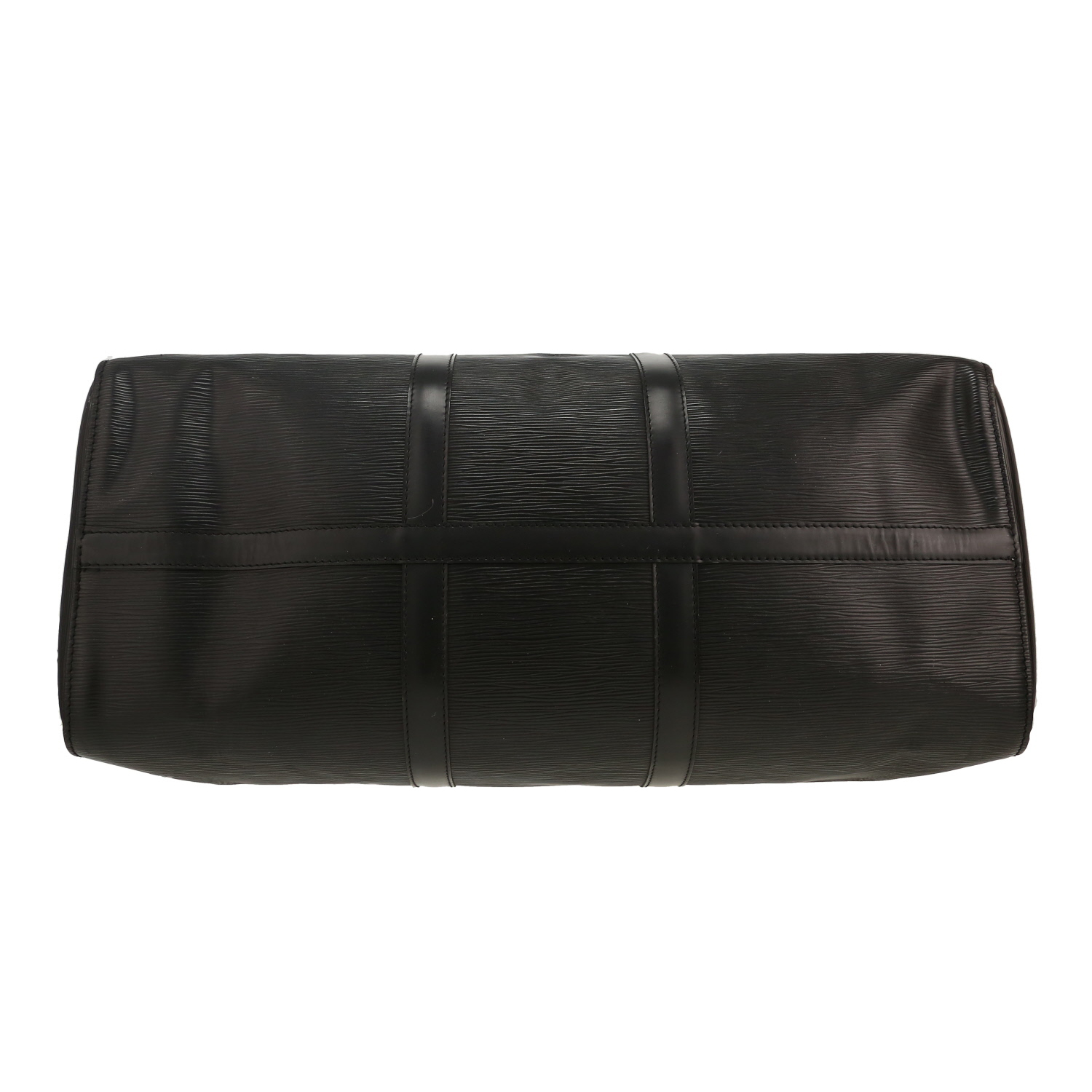 Louis Vuitton  Keepall 50 travel bag  in black epi leather  and natural leather - Detail D1