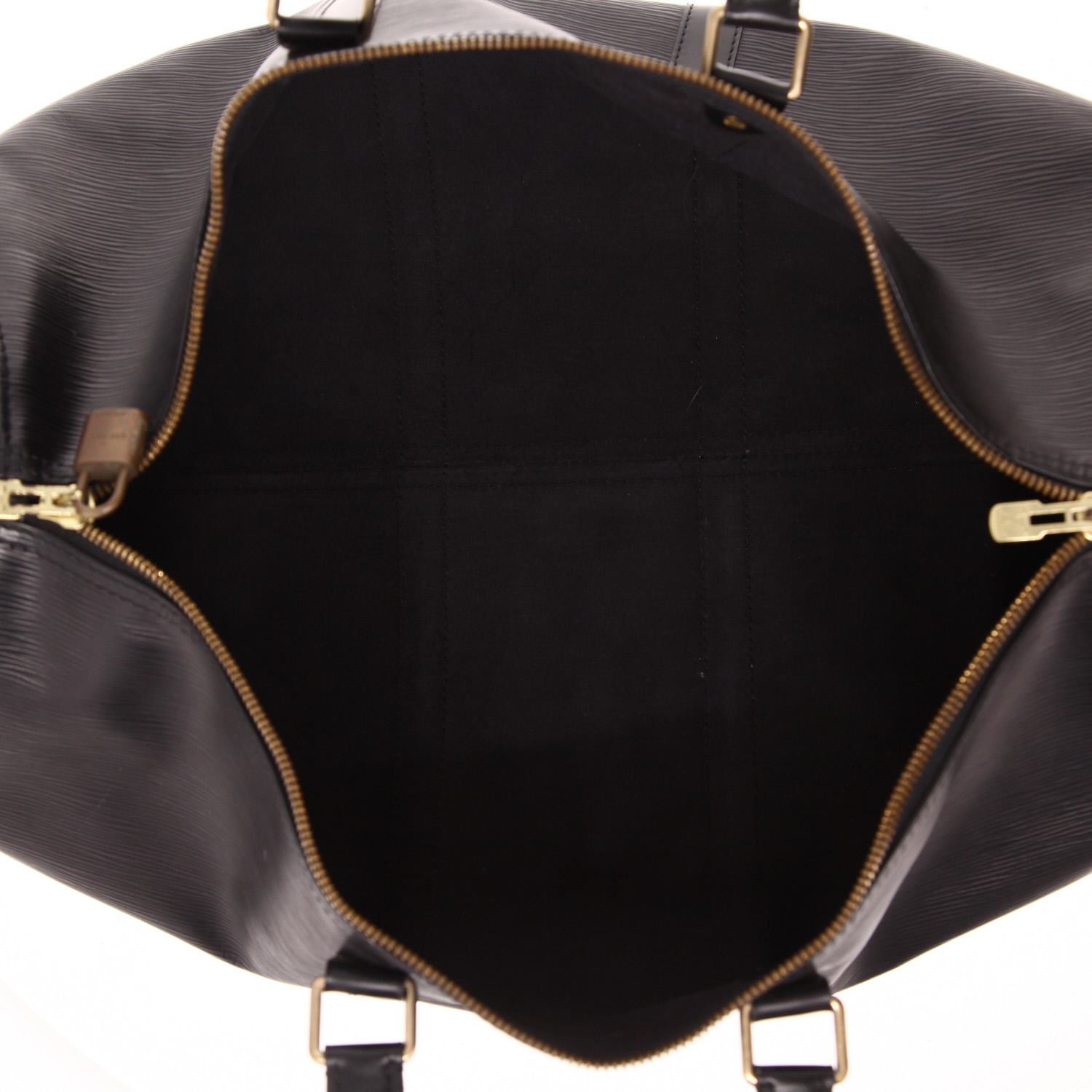 Bolsa de viaje Louis Vuitton  Keepall 50 en cuero Epi negro y cuero natural - Detail D3
