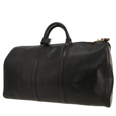 Sac de voyage Louis Vuitton  Keepall 50 en cuir épi noir et cuir naturel