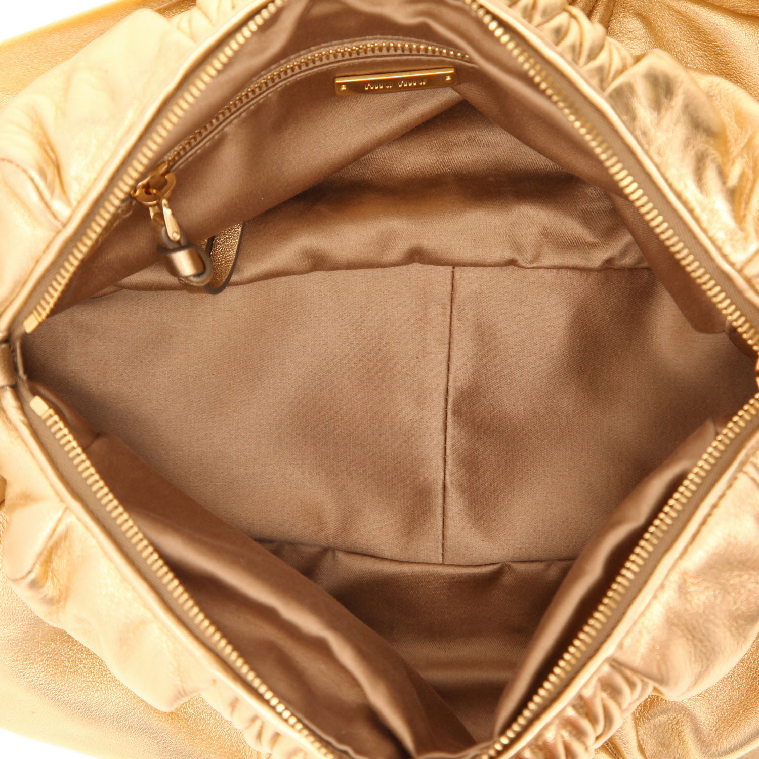 Borsa a spalla Miu Miu   in pelle dorata - Detail D3