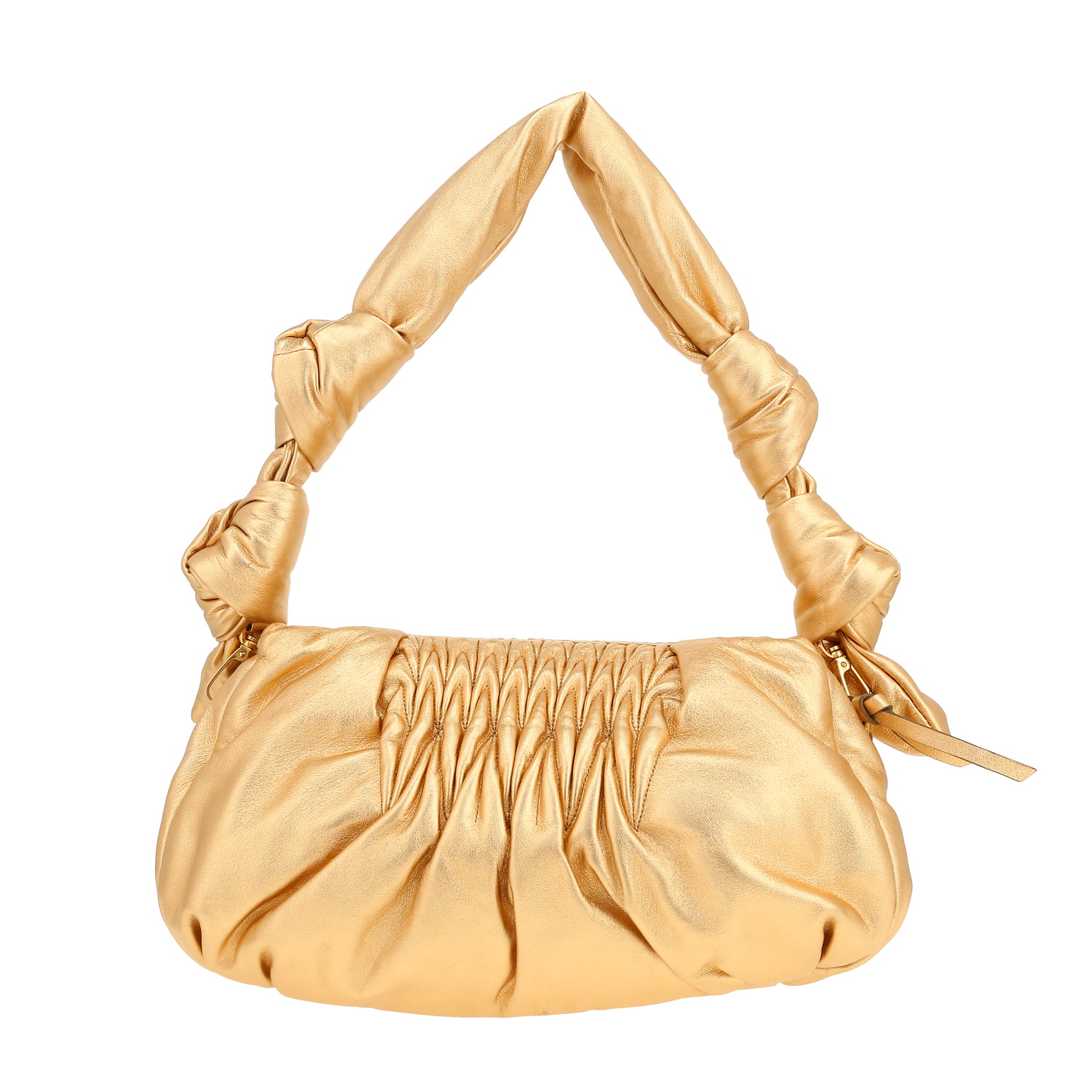 Bolso para llevar al hombro Miu Miu   en cuero dorado - Detail D4