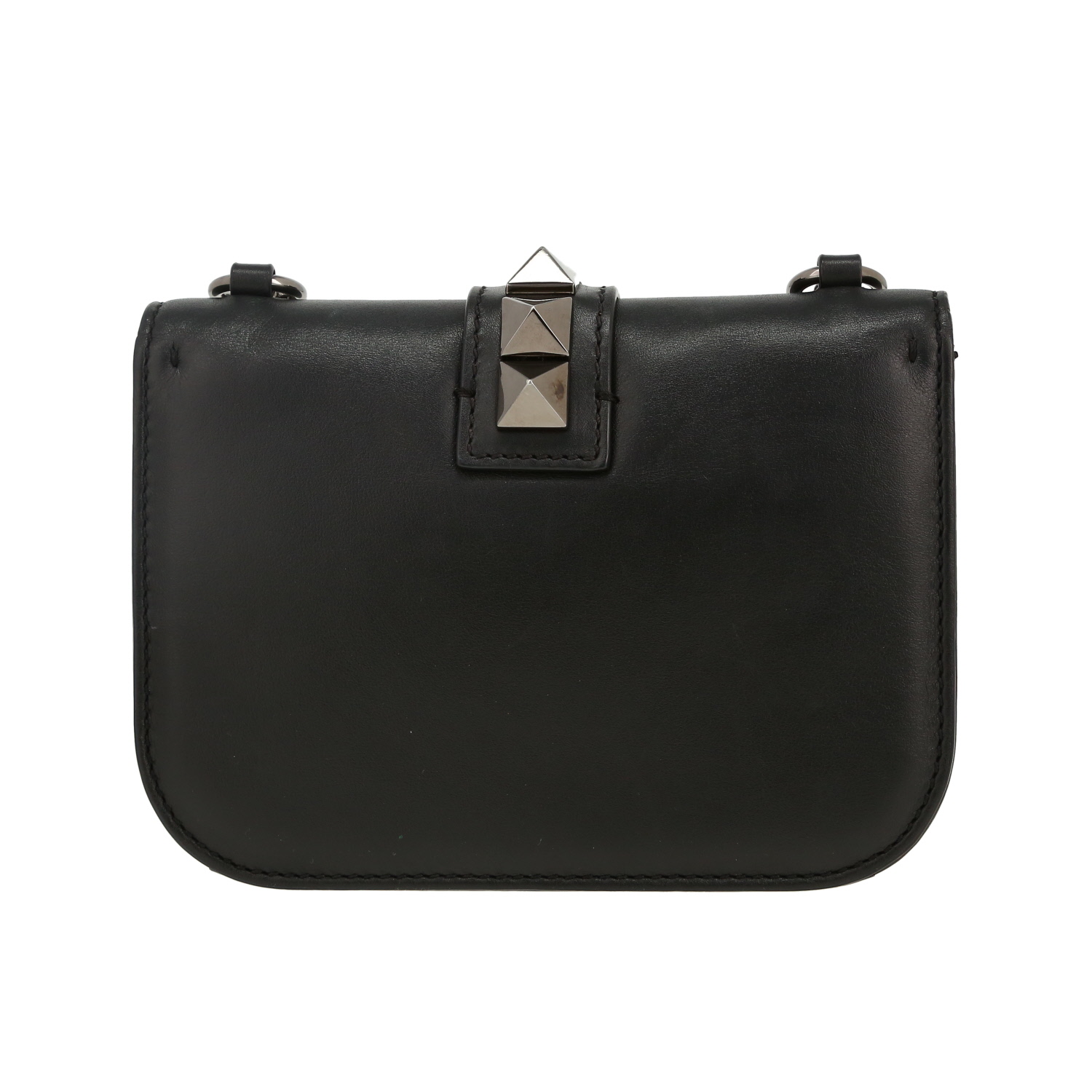 Bolso bandolera Valentino Garavani  Rockstud modelo pequeño  en cuero negro - Detail D4