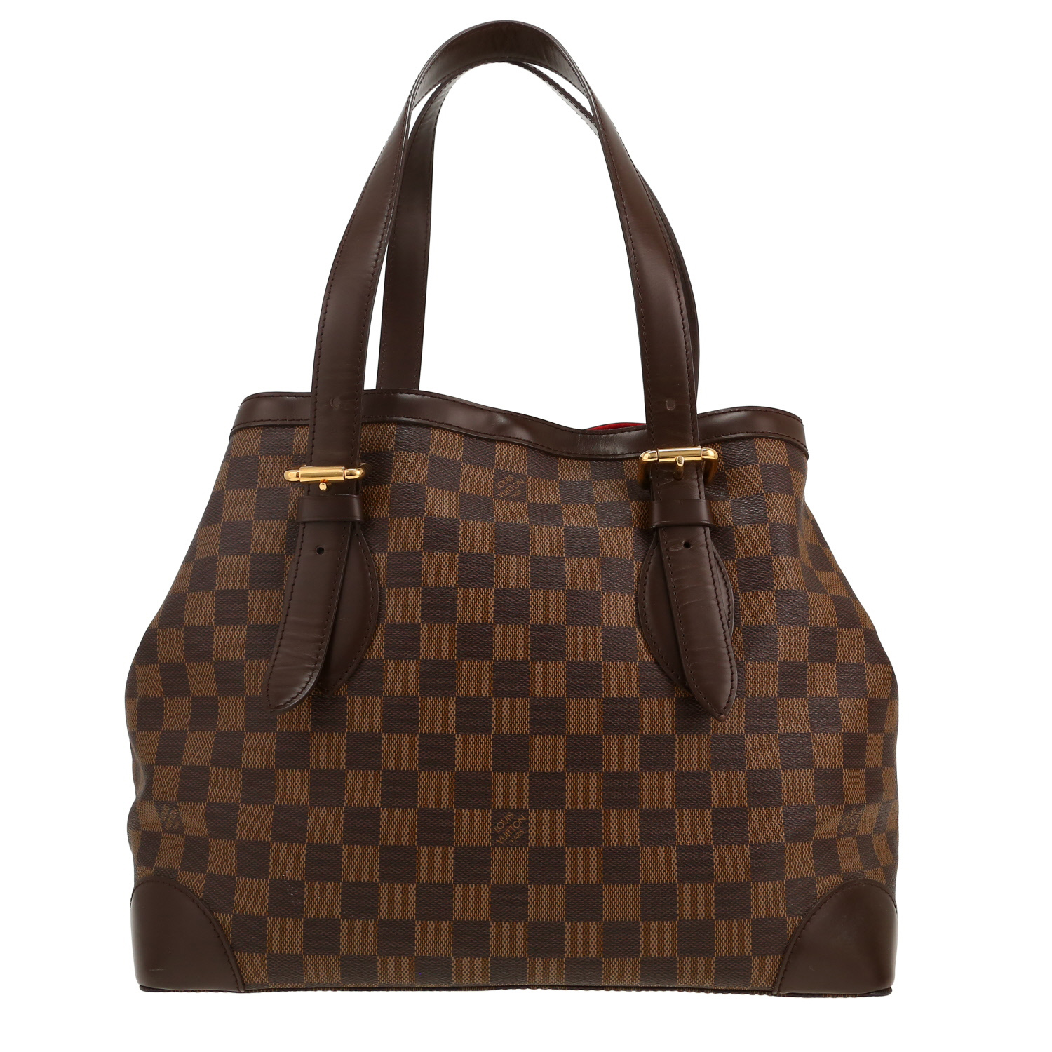 Sac à main Louis Vuitton  Hampstead en toile damier ébène et cuir marron - Detail D4