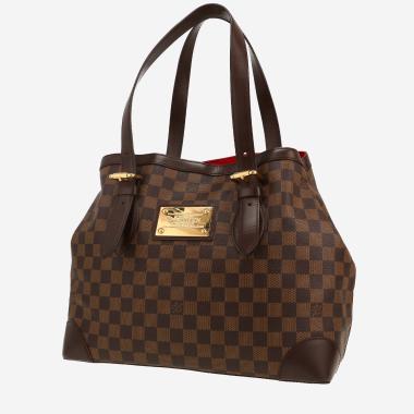 Sac à main Louis Vuitton  Hampstead en toile damier ébène et cuir marron