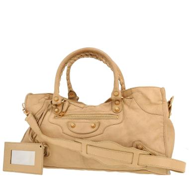 Sac bandoulière Balenciaga  City en cuir beige