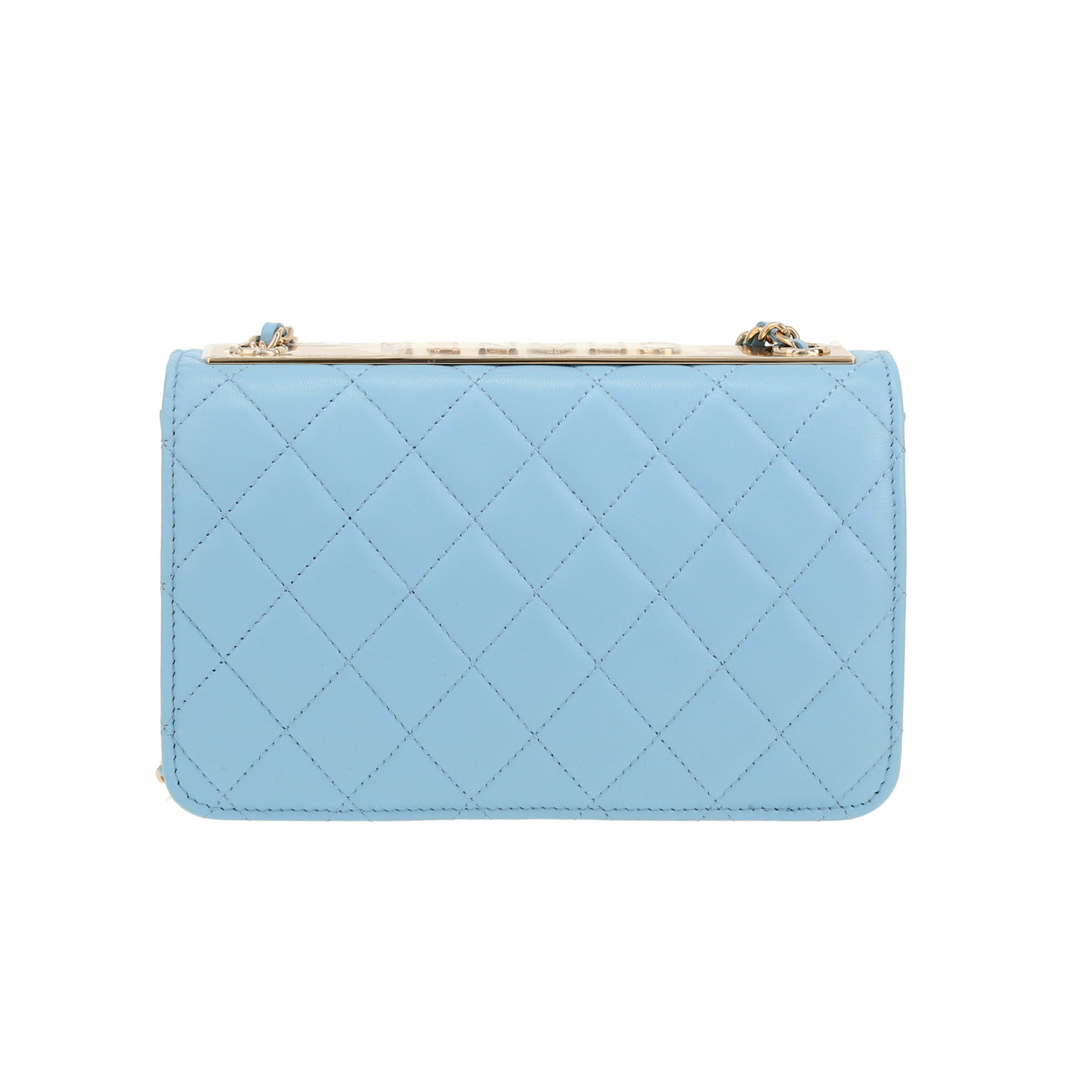 Sac bandoulière Chanel  Wallet on Chain en cuir matelassé bleu-ciel - Detail D4