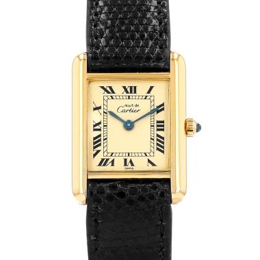 Cartier Tank quartz vermeil w/ original strap & buckle c. 2000's