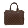 Louis Vuitton  Speedy 25 handbag  in ebene damier canvas  and brown leather - Detail D4 thumbnail