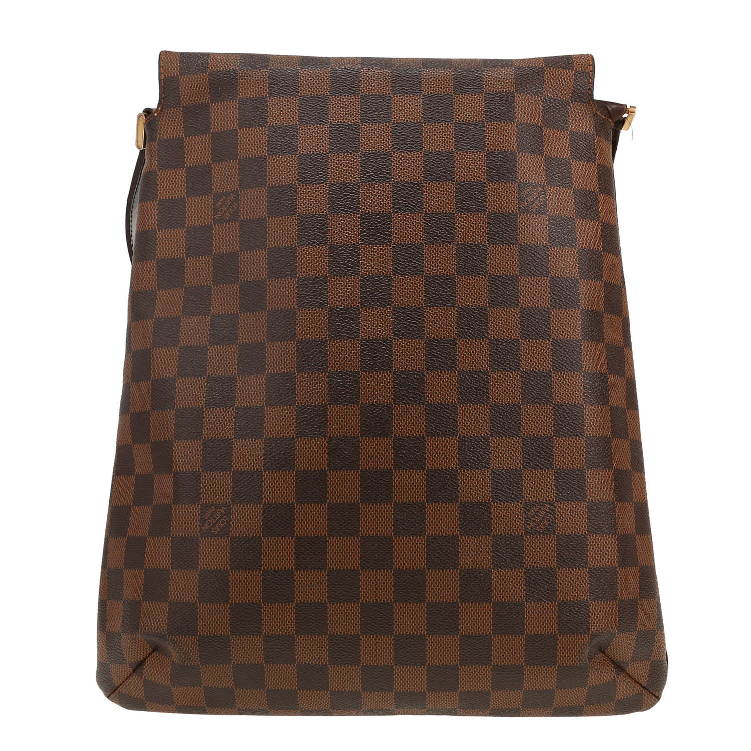 Louis Vuitton Musette Salsa shoulder bag in ebene damier canvas and brown leather - Detail D4