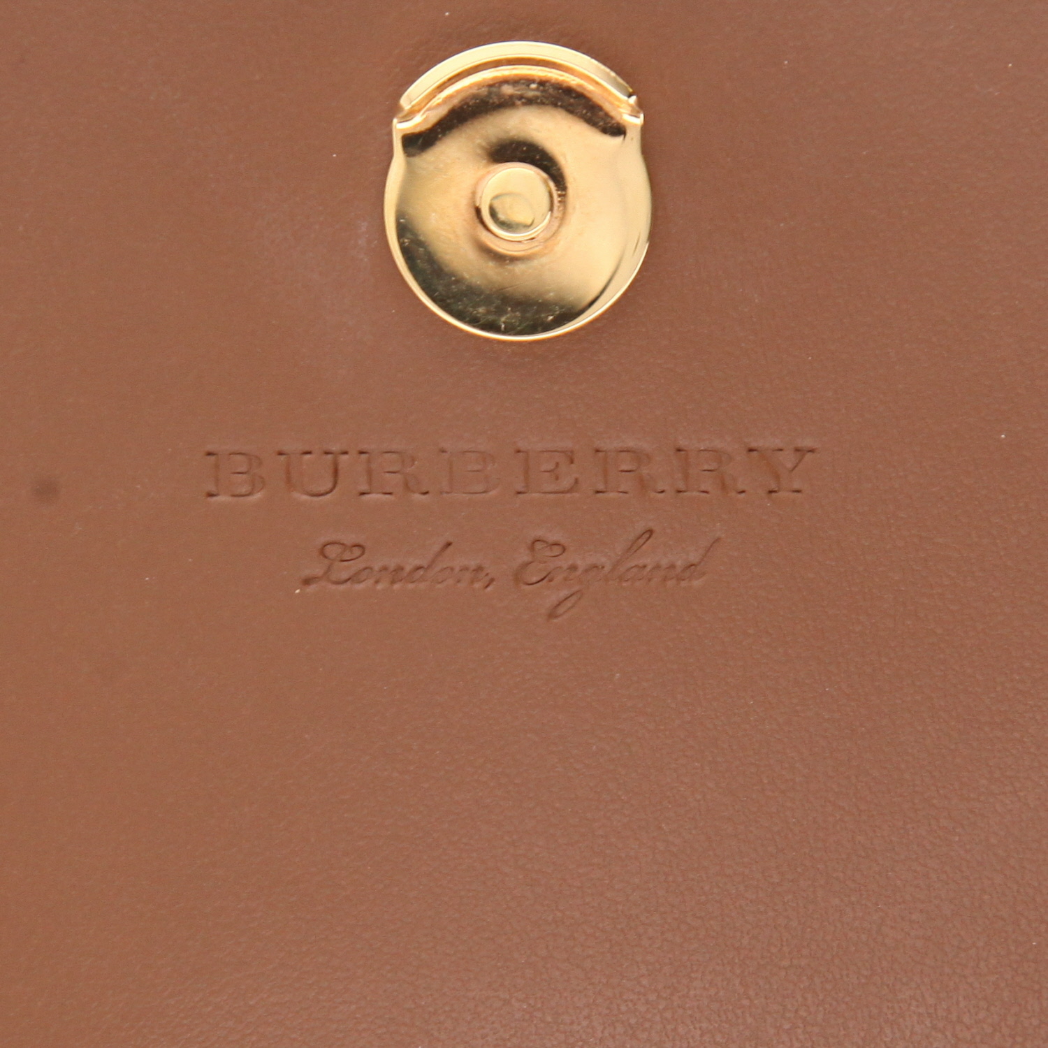 Bolso bandolera Burberry   en lona Haymarket beige y marrón y cuero marrón - Detail D2
