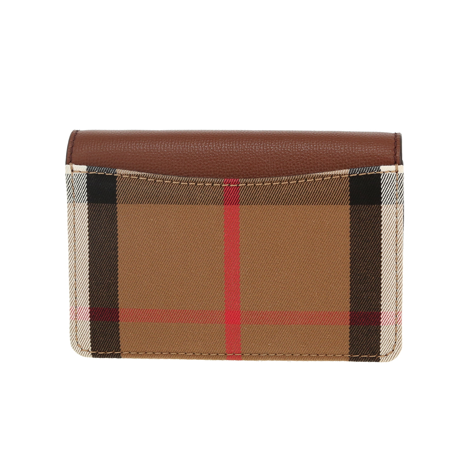 Sac bandoulière Burberry   en toile Haymarket beige et marron et cuir marron - Detail D4