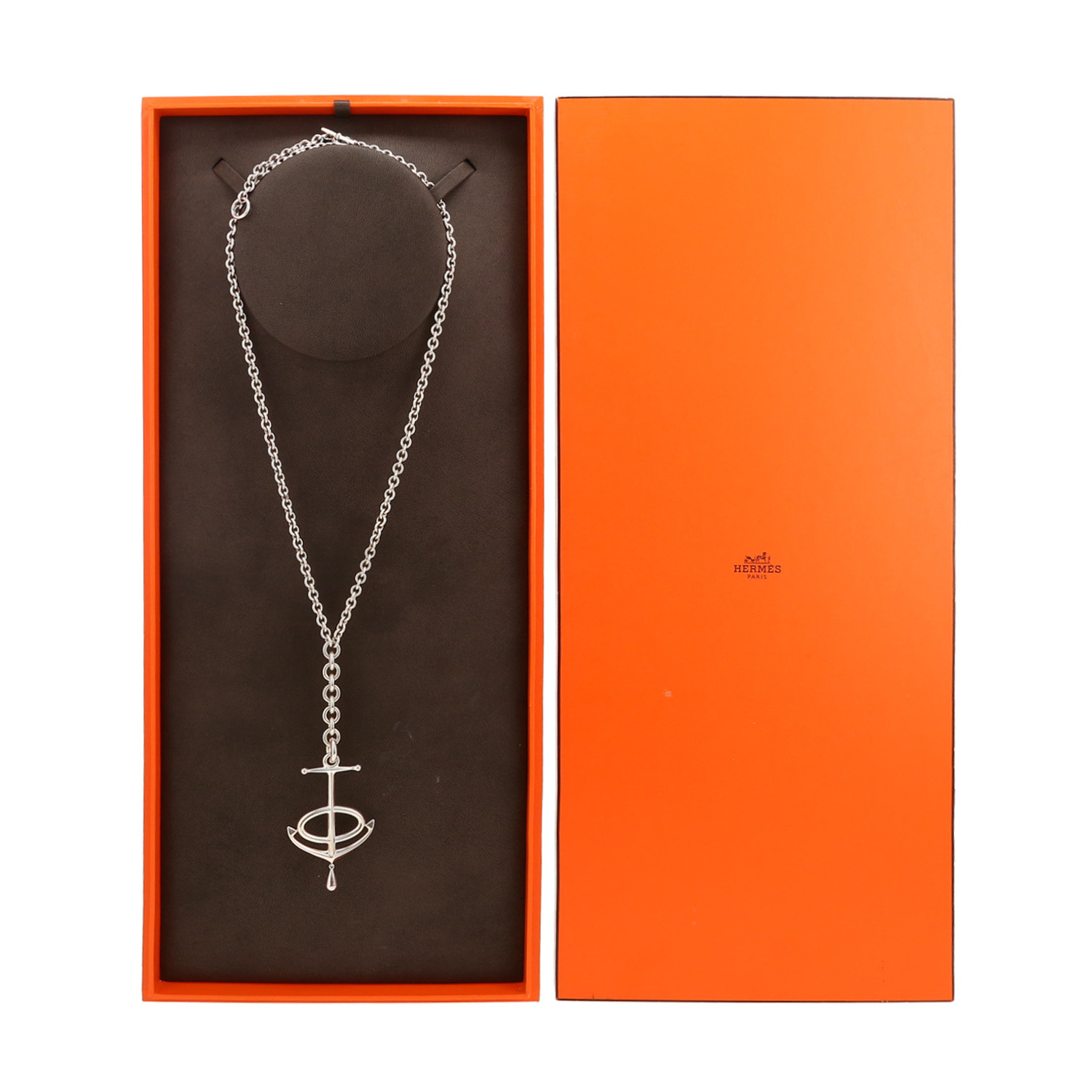 Hermès Grand Large long necklace in silver - Detail D2