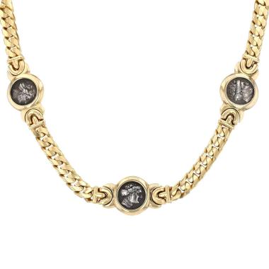 Bulgari Monete long transformation necklace in yellow gold and silver