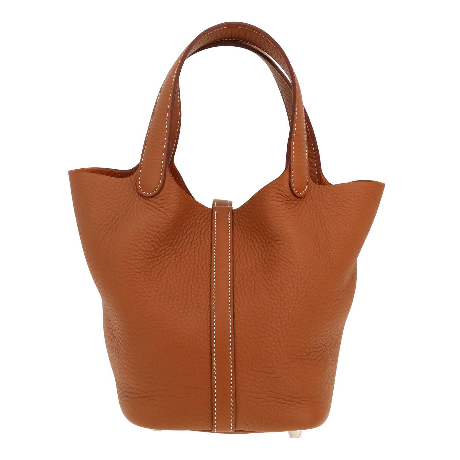 Bolso de mano Hermès  Picotin 18 cm en cuero togo color oro - Detail D4