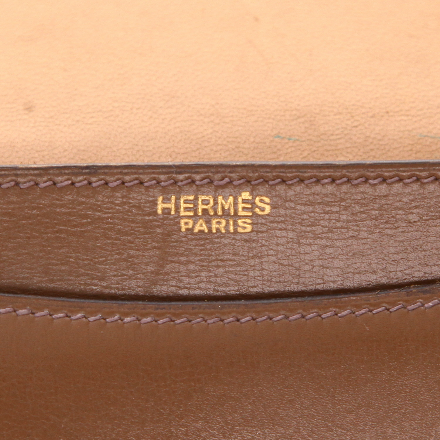 Sac à main Hermès Sandrine en cuir box marron - Detail D2