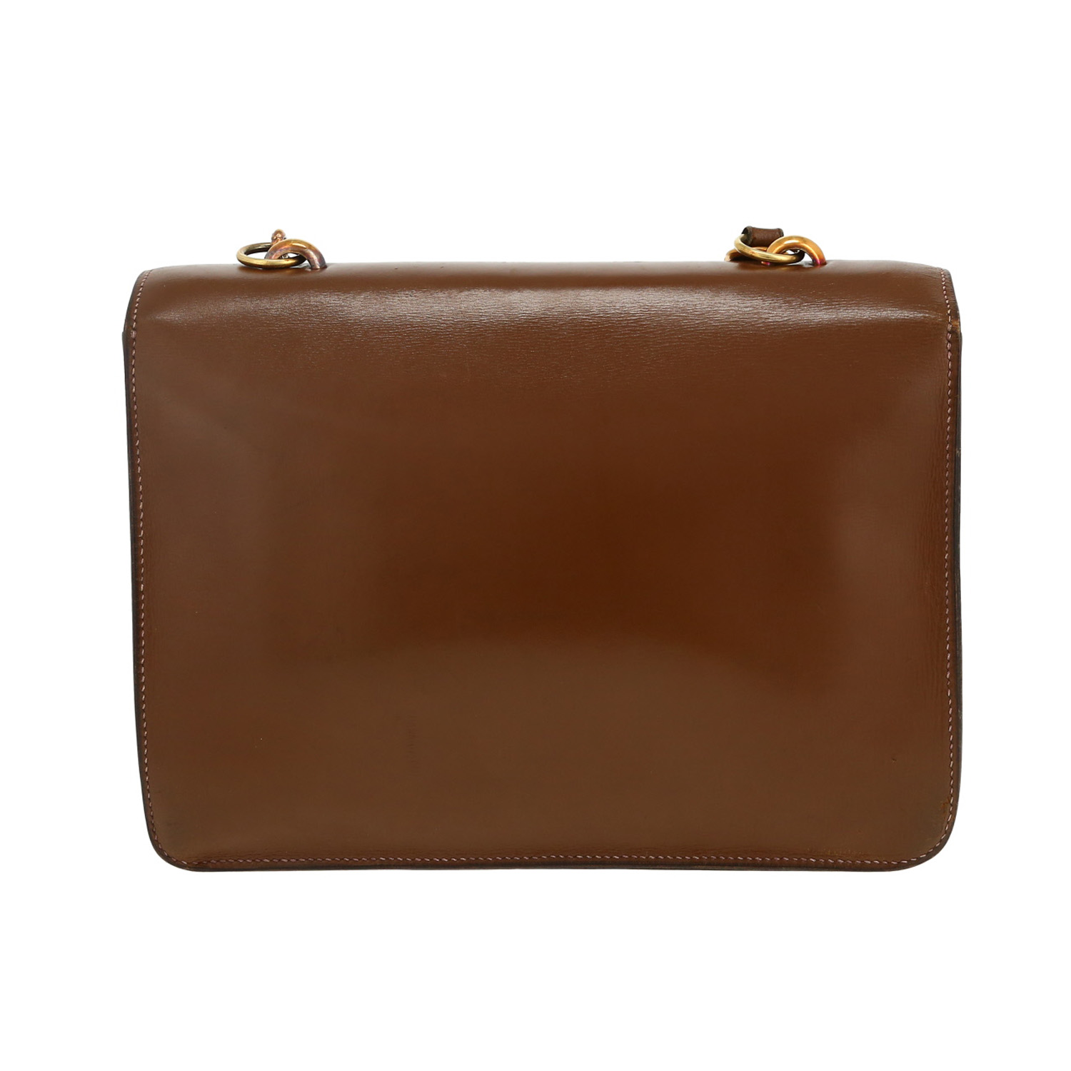 Sac à main Hermès Sandrine en cuir box marron - Detail D4