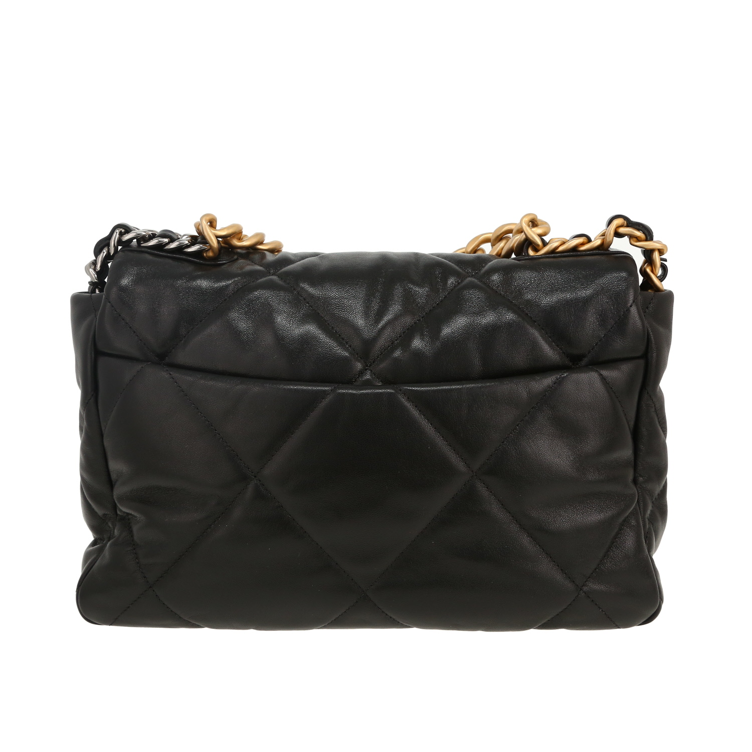 Chanel  19 shoulder bag  in black quilted leather - Detail D4