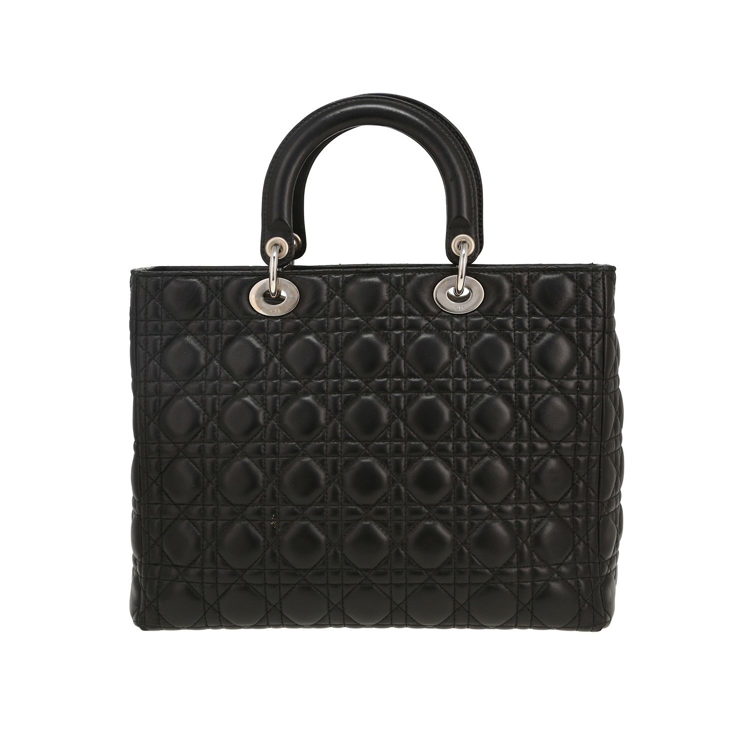 Dior  Lady Dior handbag  in black leather cannage - Detail D4