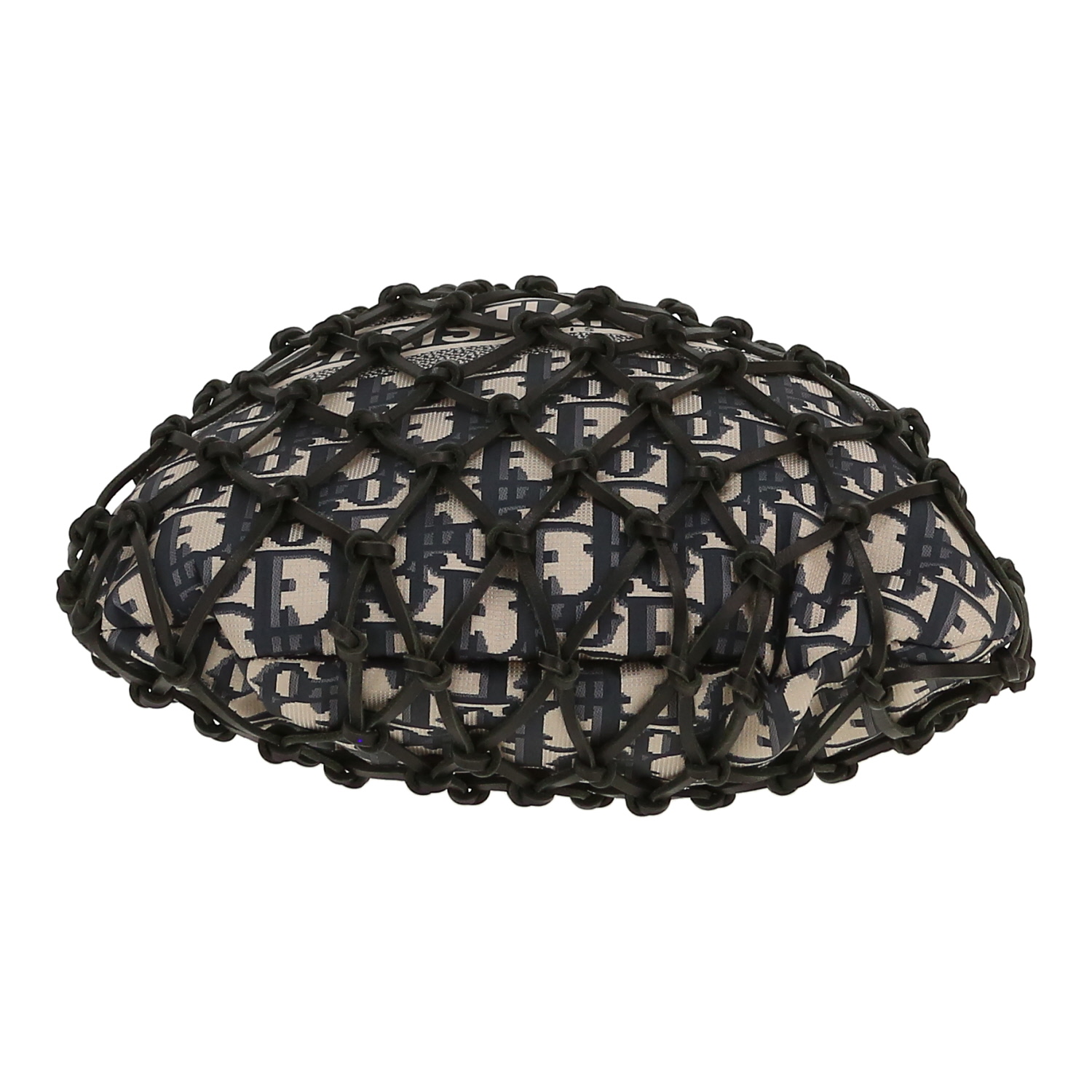 Borsa Dior   in tessuto a monogramma Oblique blu marino e beige e pelle nera - Detail D1