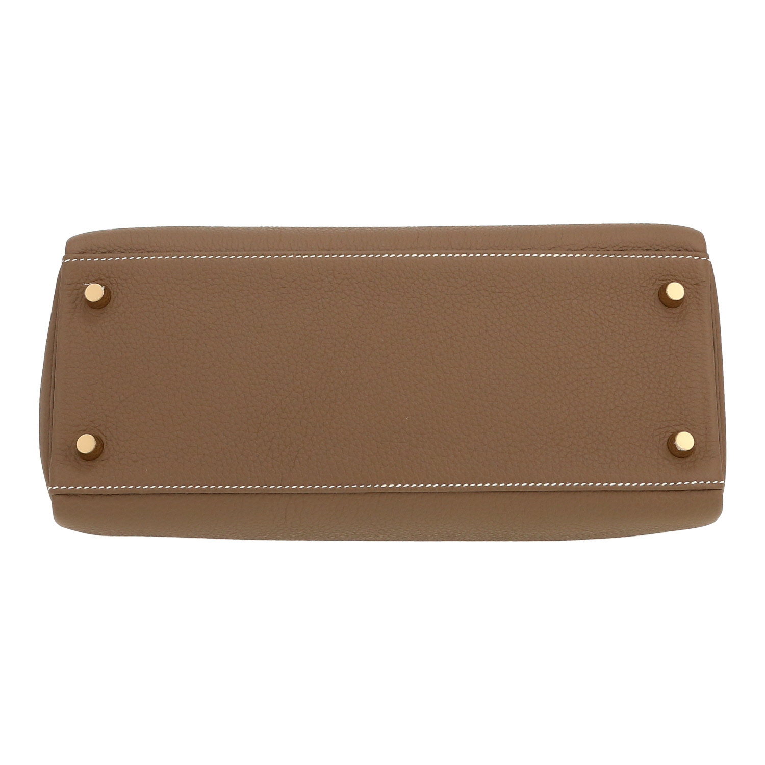 Bolso de mano Hermès  Kelly 28 cm en cuero togo marrón etoupe - Detail D1