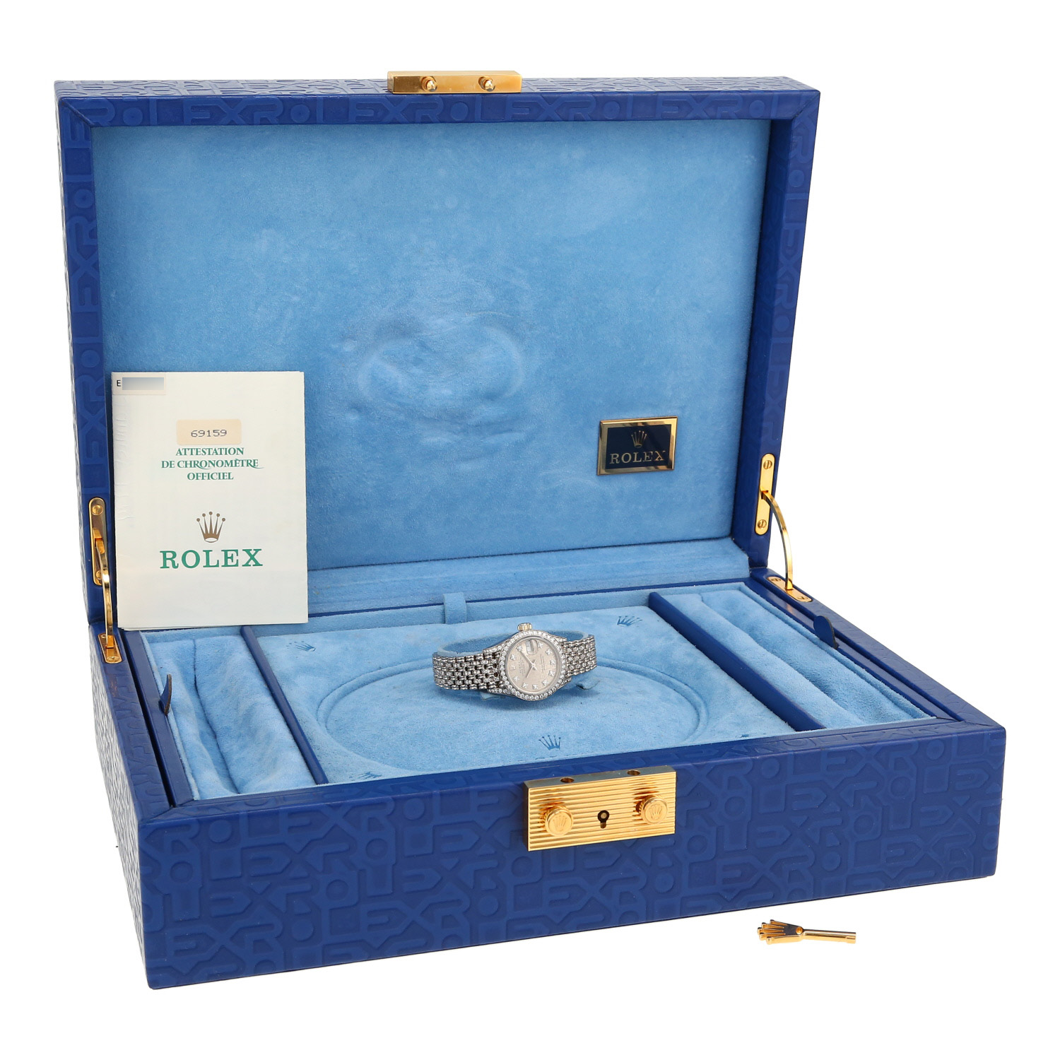 Montre Rolex Datejust Lady en or blanc diamantée Ref: Rolex - 69159  Vers 1990