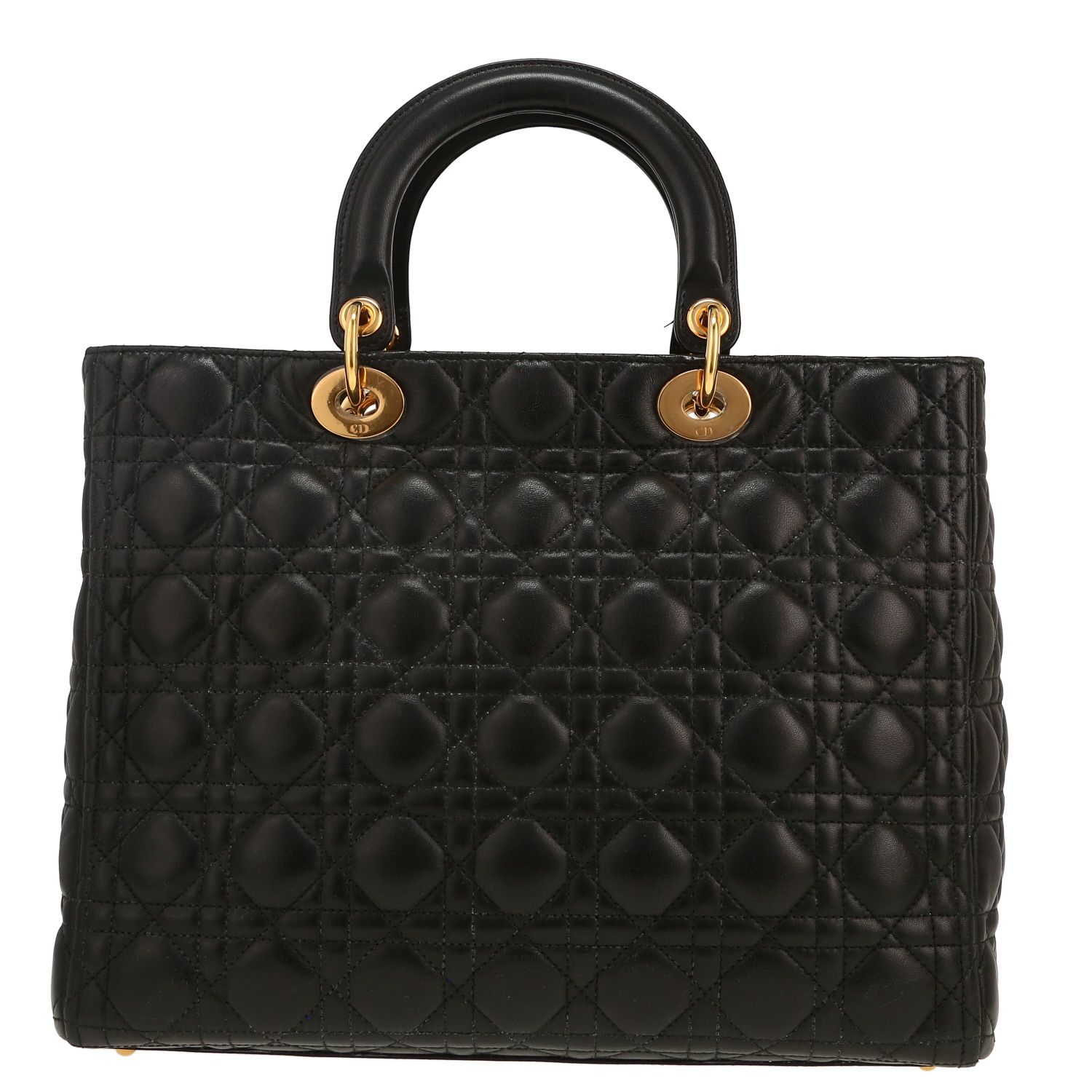Bolso de mano Dior  Lady Dior en cuero cannage negro - Detail D4