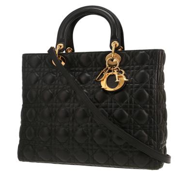 Dior  Lady Dior handbag  in black leather cannage
