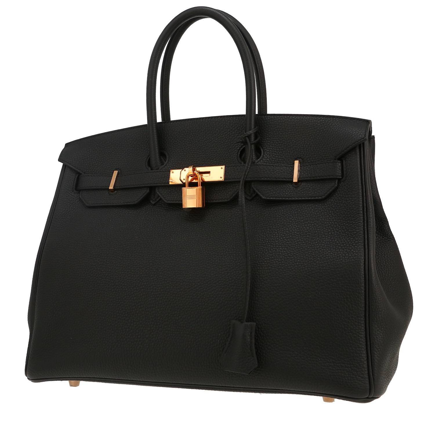 Bolso de mano Hermès  Birkin 35 cm en cuero togo negro