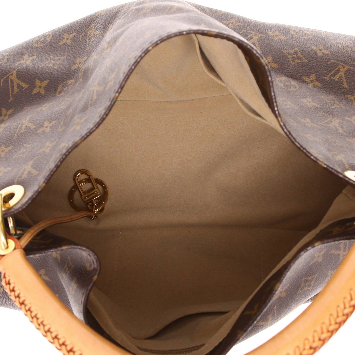 Sac à main Louis Vuitton  Artsy en toile monogram marron et cuir naturel - Detail D3