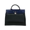 Borsa Hermès  Herbag in tela nera e pelle blu marino - Detail D4 thumbnail
