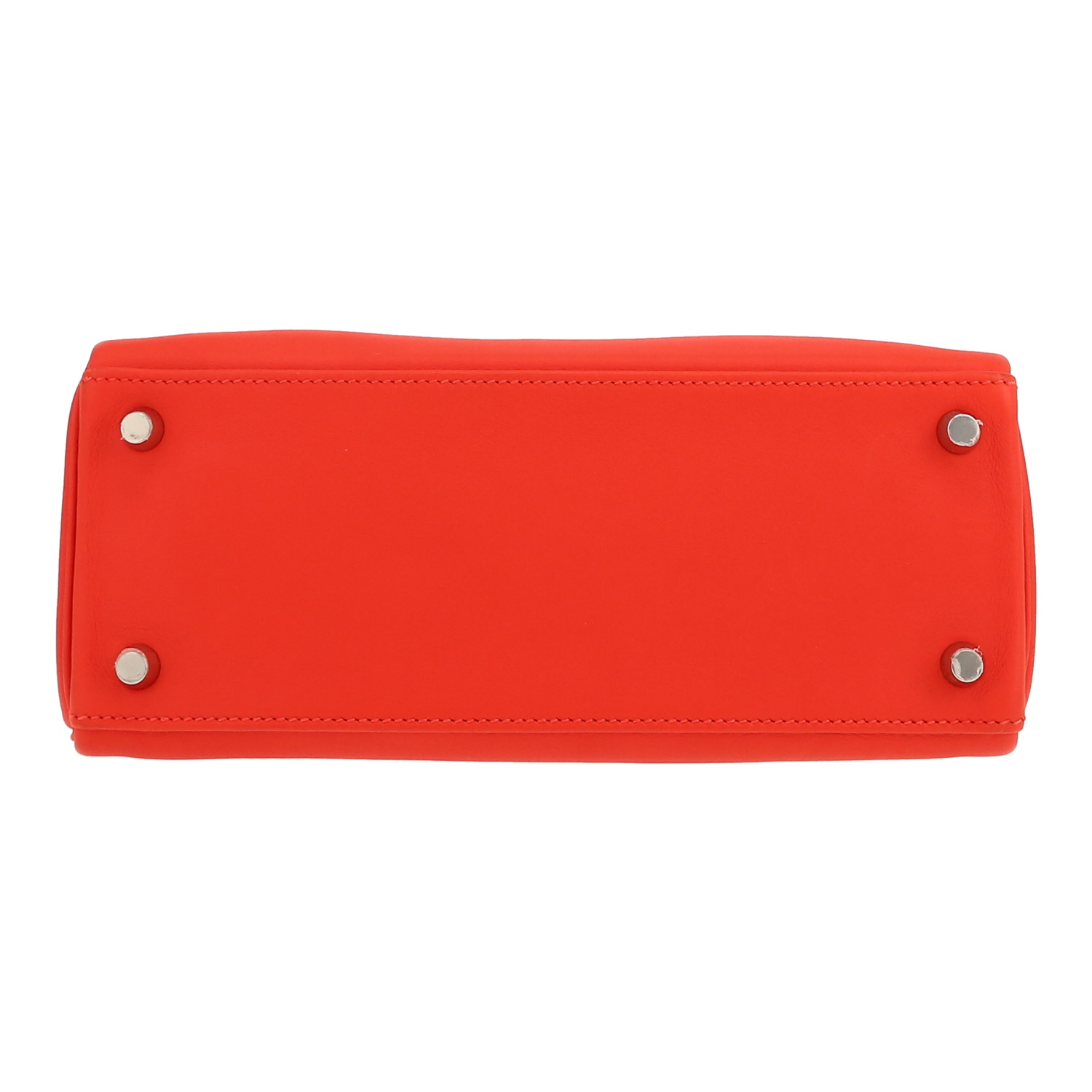 Sac à main Hermès  Kelly 25 cm en cuir Swift orange - Detail D1