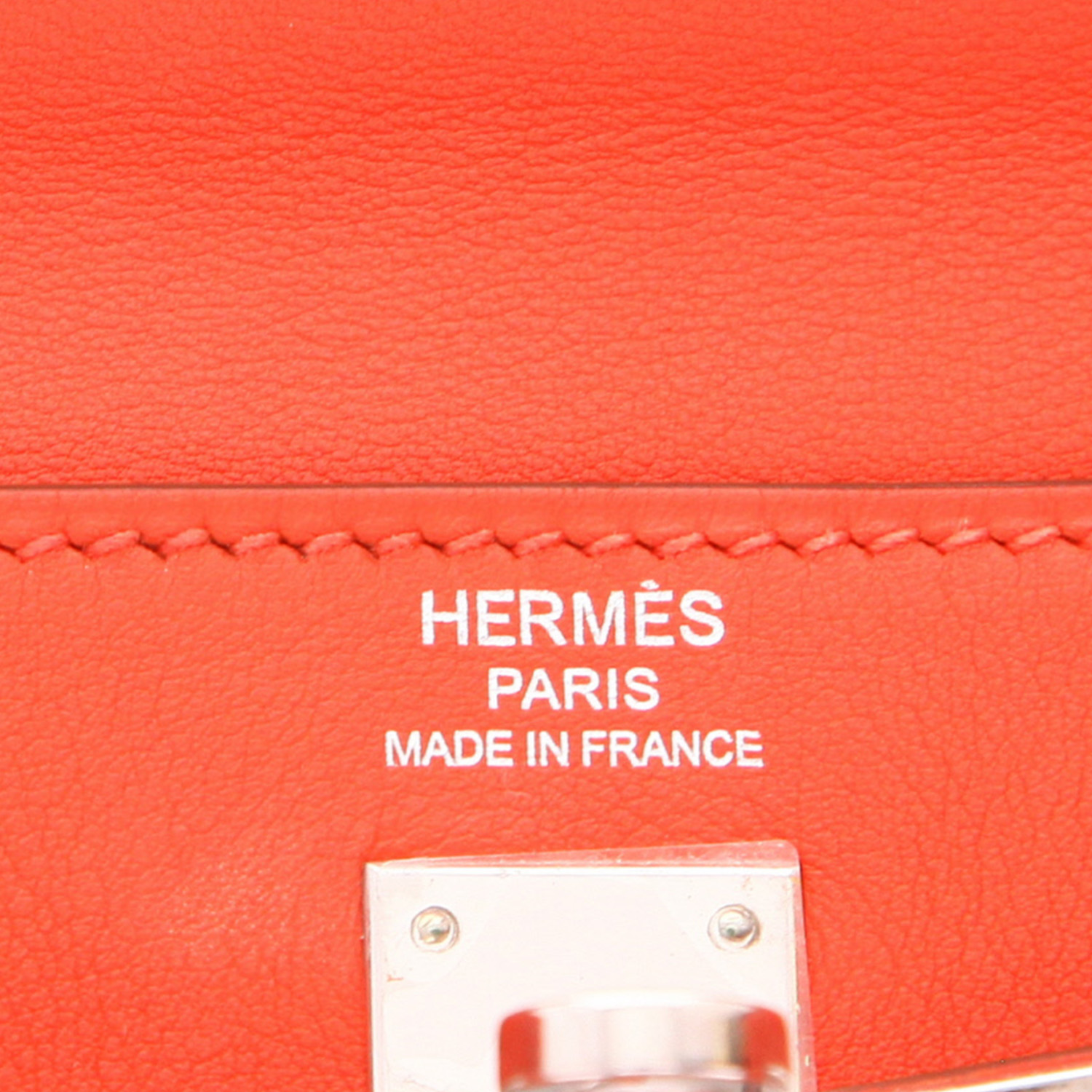 Borsa Hermès  Kelly 25 cm in pelle Swift arancione - Detail D2