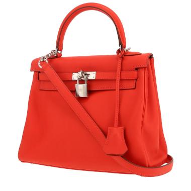 Borsa Hermès  Kelly 25 cm in pelle Swift arancione