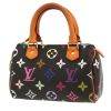 Bolso de mano Louis Vuitton  Nano Speedy en lona Monogram negra y multicolor y cuero natural - 00pp thumbnail