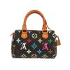 Bolso de mano Louis Vuitton  Nano Speedy en lona Monogram negra y multicolor y cuero natural - Detail D4 thumbnail