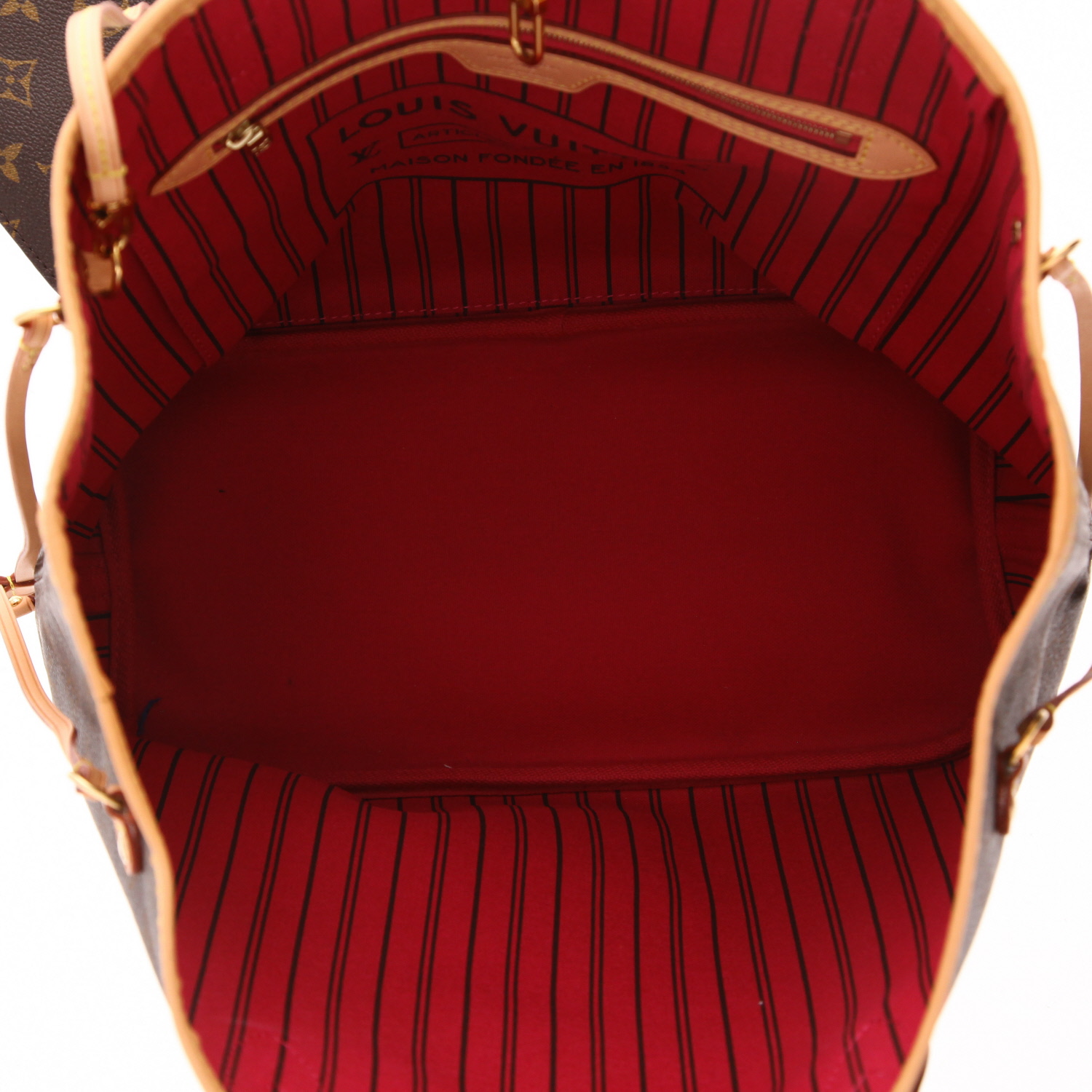 Bolso Cabás Louis Vuitton  Neverfull Editions Limitées modelo mediano  en lona Monogram y cuero natural - Detail D3