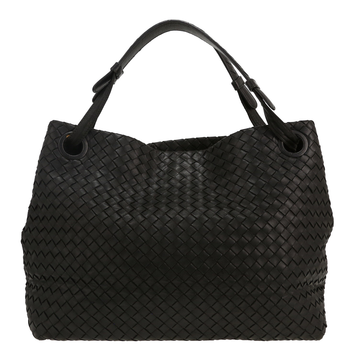 Shopping bag Bottega Veneta   in pelle intrecciata nera - Detail D4