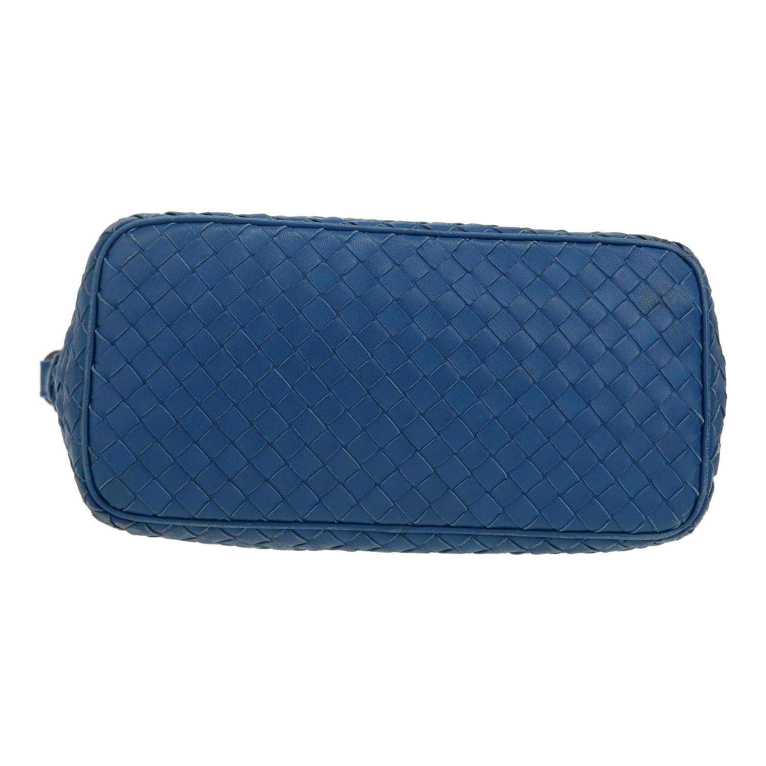 Sac à main Bottega Veneta en cuir tressé bleu - Detail D1