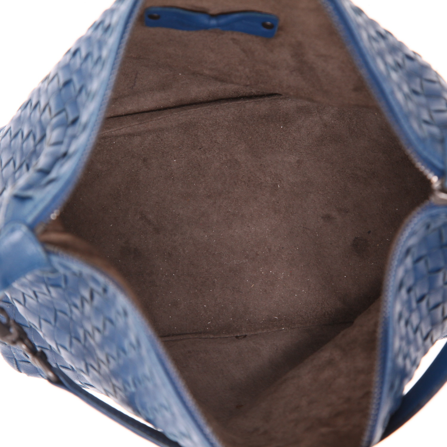 Sac à main Bottega Veneta en cuir tressé bleu - Detail D3