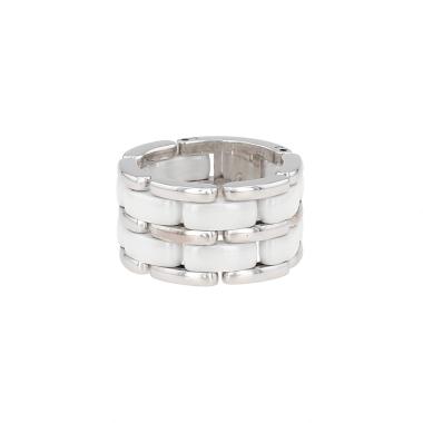 Bague souple Chanel Ultra grand modèle en or blanc et céramique