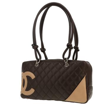 Sac à main Chanel  Cambon en cuir matelassé marron et beige