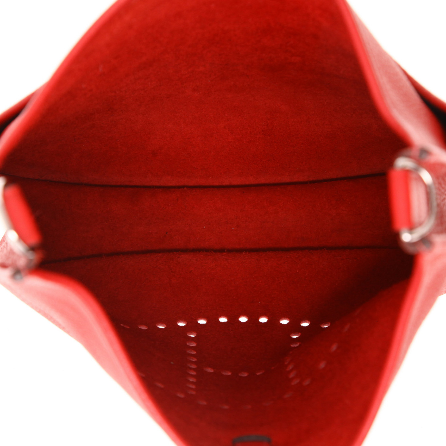 Sac bandoulière Hermès  Evelyne 29 cm en cuir togo rouge - Detail D3