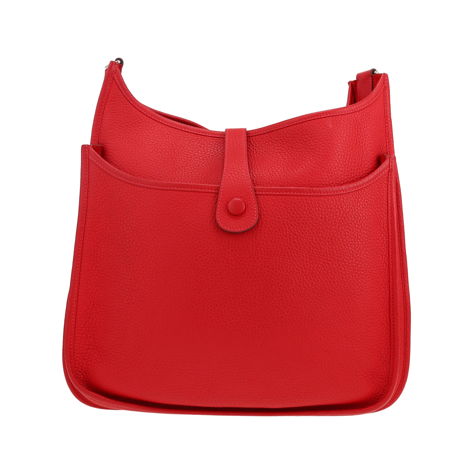 Hermès Evelyne III shoulder bag in red togo leather - Detail D4