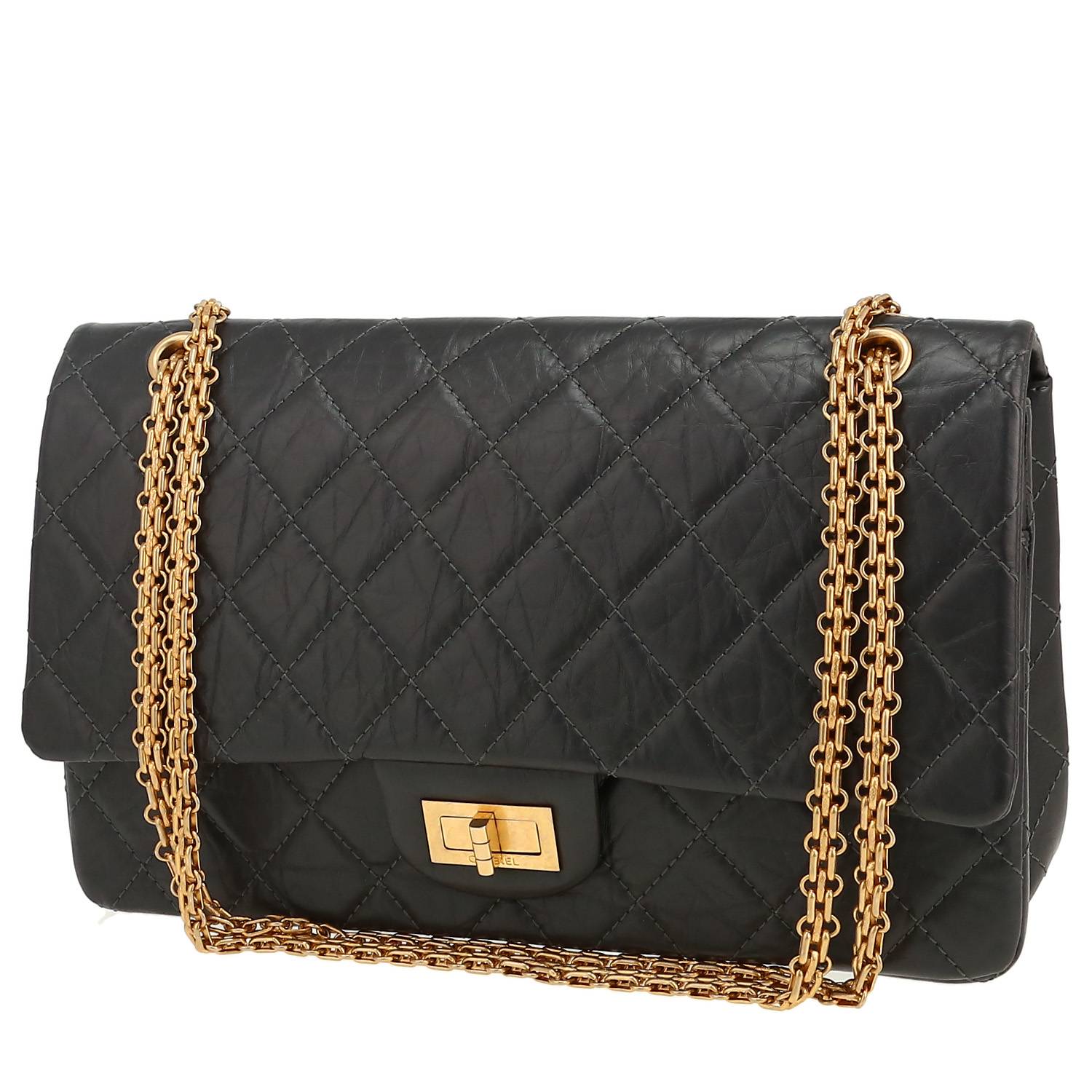 Sac bandoulière Chanel  2.55 en cuir matelassé gris