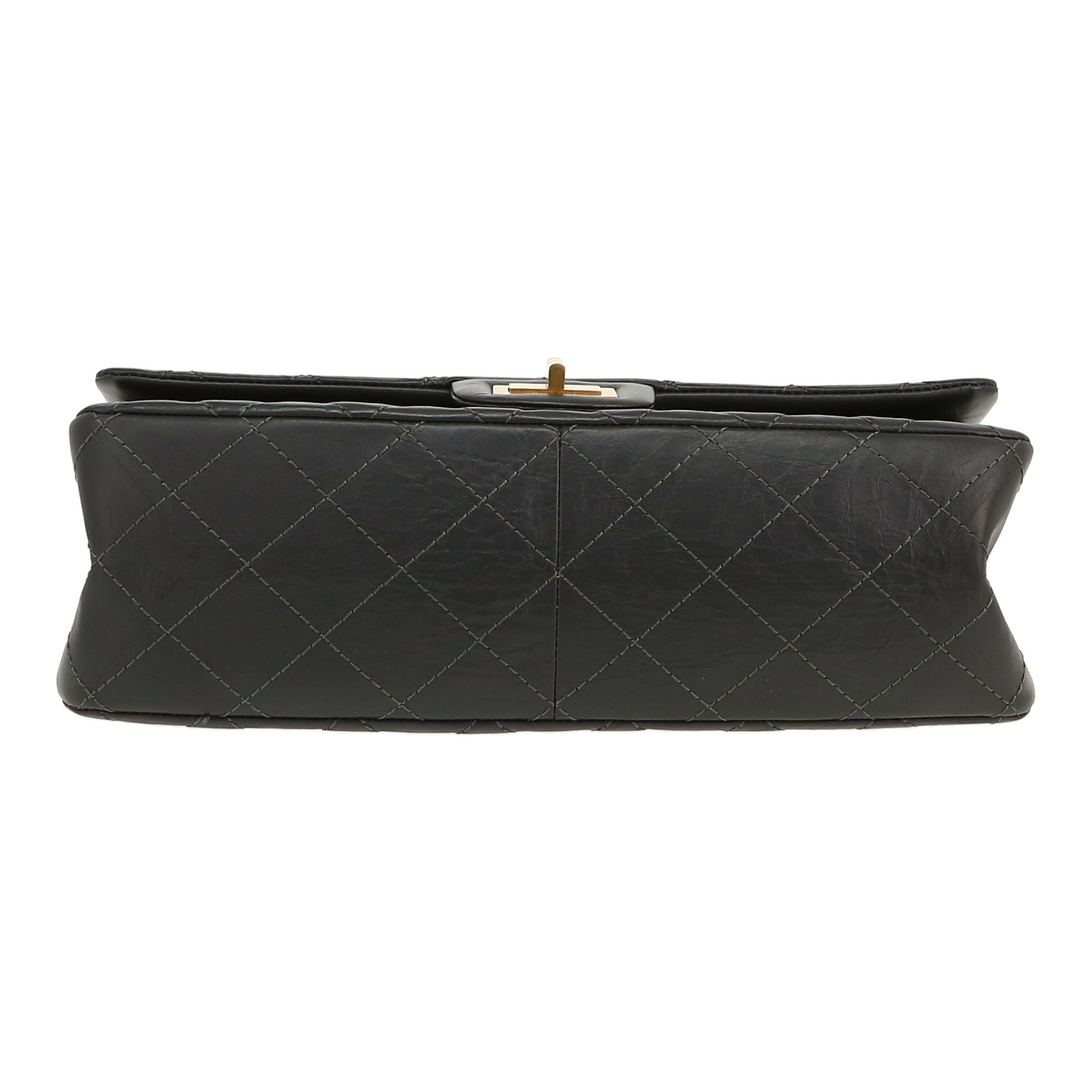 Chanel 2.55 shoulder bag  in grey quilted leather - Detail D1